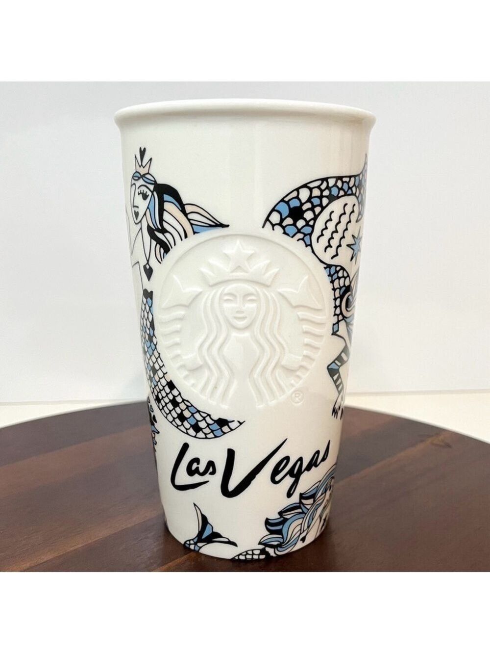 Starbucks Las Vegas Siren Mermaid Ceramic Travel Tumbler Mug 12 oz 2015